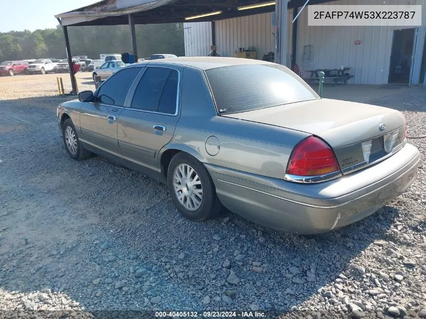 2003 Ford Crown Victoria Lx VIN: 2FAFP74W53X223787 Lot: 40405132