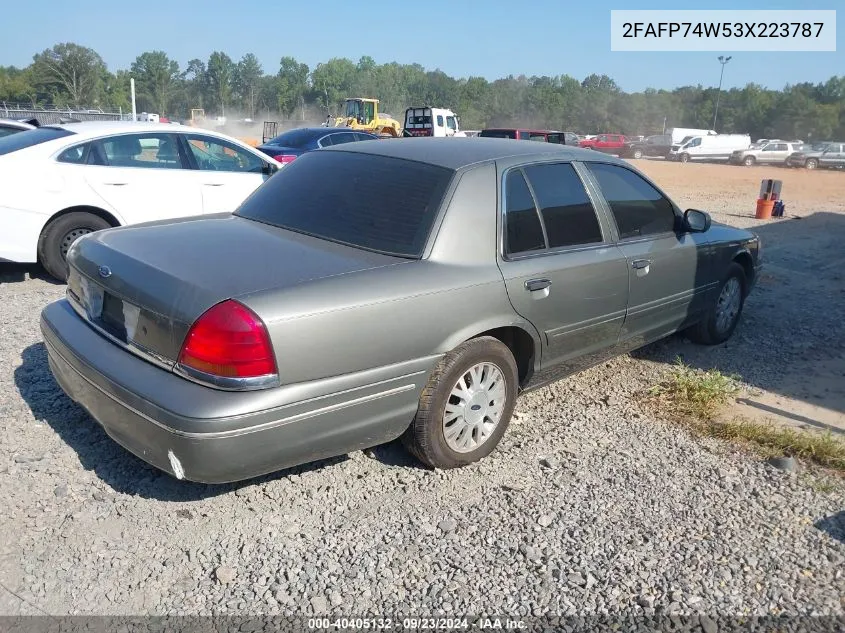 2003 Ford Crown Victoria Lx VIN: 2FAFP74W53X223787 Lot: 40405132