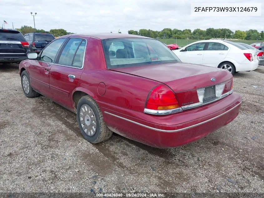 2003 Ford Crown Victoria Standard VIN: 2FAFP73W93X124679 Lot: 40426040