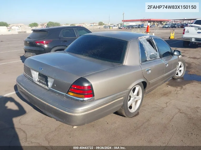 2003 Ford Crown Victoria Lx VIN: 2FAHP74W83X150150 Lot: 40443722