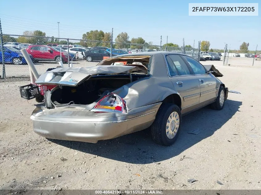 2003 Ford Crown Victoria Standard VIN: 2FAFP73W63X172205 Lot: 40542190