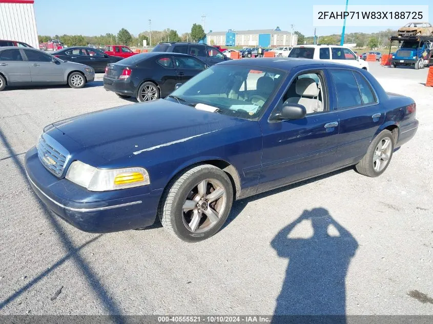 2003 Ford Crown Victoria Police VIN: 2FAHP71W83X188725 Lot: 40555521