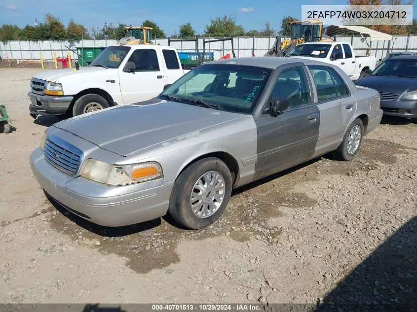 2003 Ford Crown Victoria Lx VIN: 2FAFP74W03X204712 Lot: 40701513