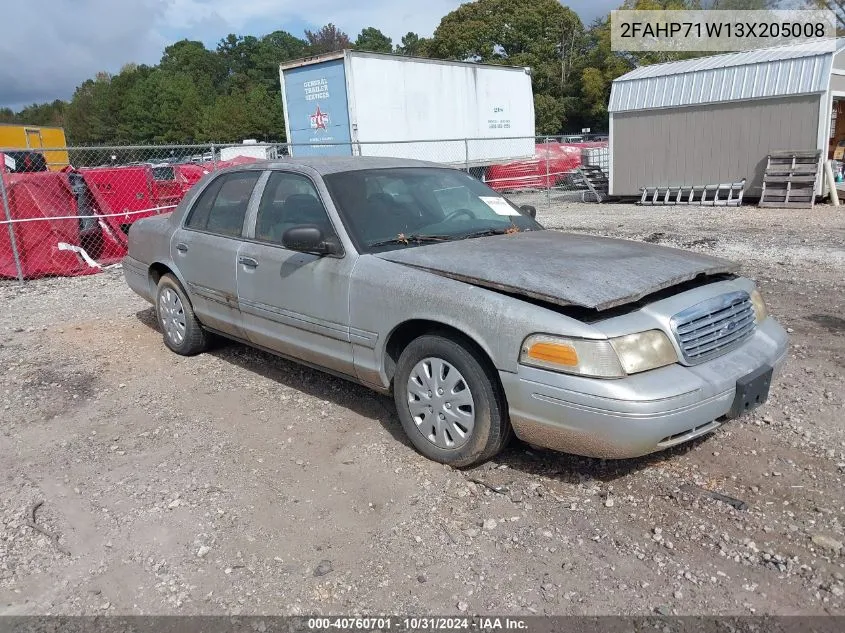 2003 Ford Crown Victoria Police VIN: 2FAHP71W13X205008 Lot: 40760701