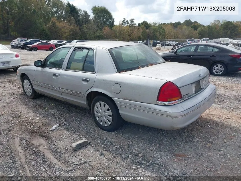 2003 Ford Crown Victoria Police VIN: 2FAHP71W13X205008 Lot: 40760701