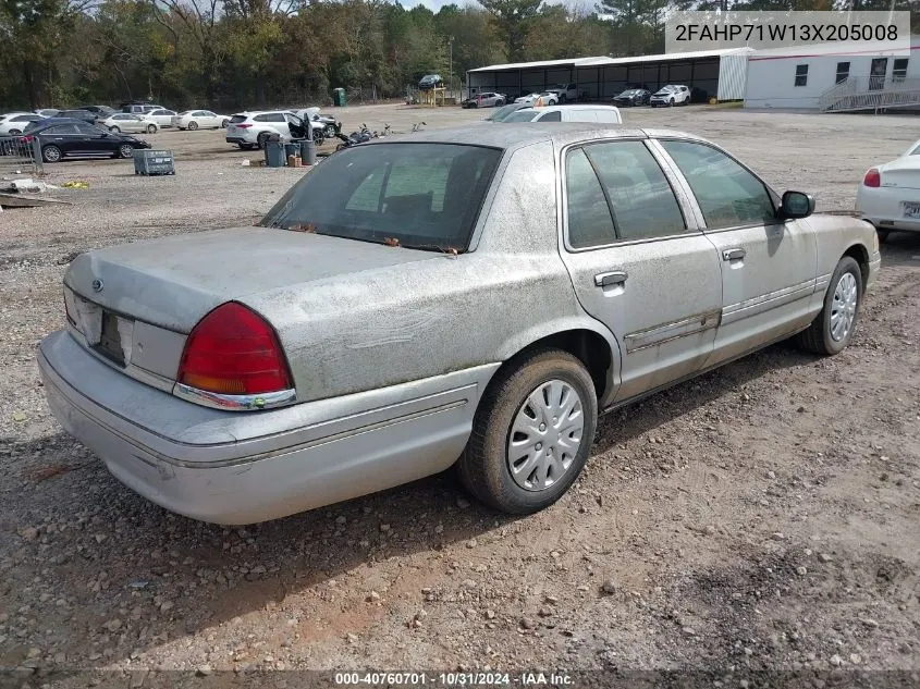 2003 Ford Crown Victoria Police VIN: 2FAHP71W13X205008 Lot: 40760701