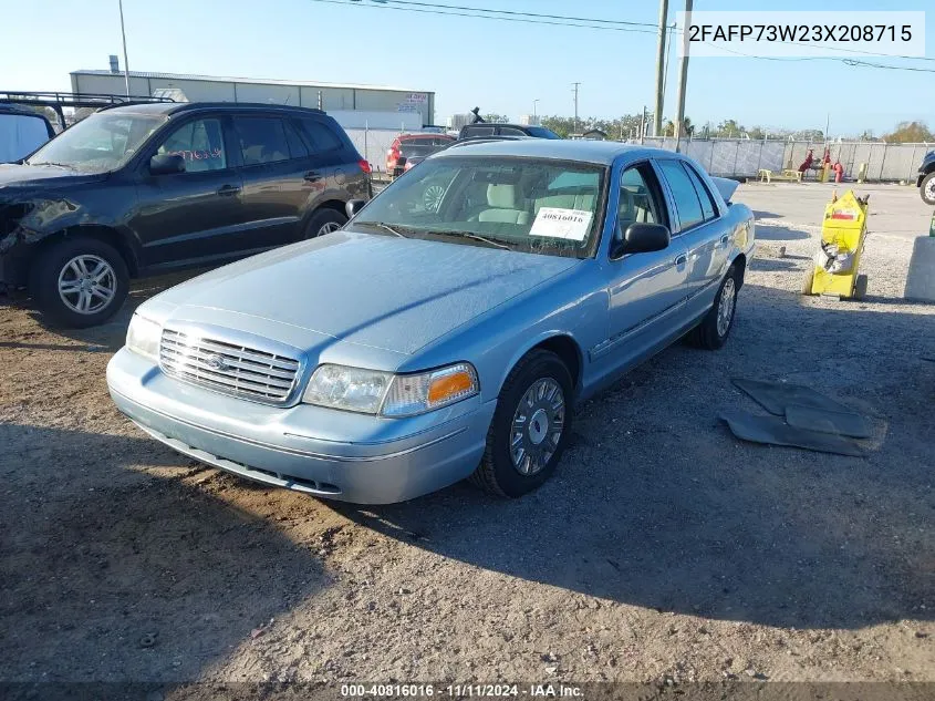 2003 Ford Crown Victoria Standard VIN: 2FAFP73W23X208715 Lot: 40816016