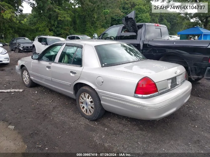 2004 Ford Crown Victoria Lx VIN: 2FAHP74W64X104737 Lot: 39957419