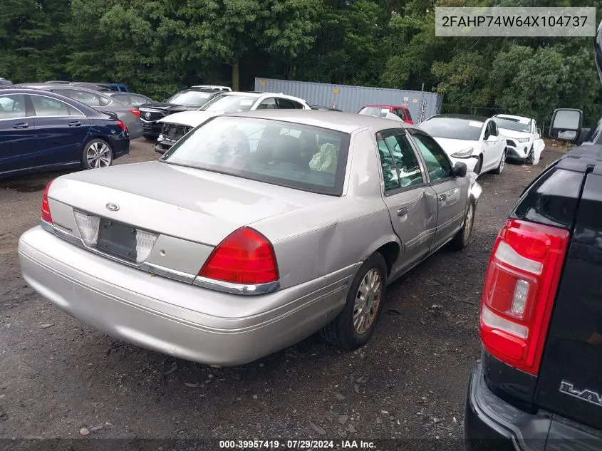 2004 Ford Crown Victoria Lx VIN: 2FAHP74W64X104737 Lot: 39957419