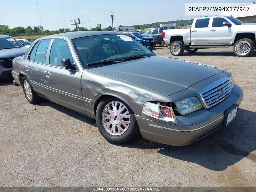 2004 Ford Crown Victoria Lx VIN: 2FAFP74W94X177947 Lot: 40091354