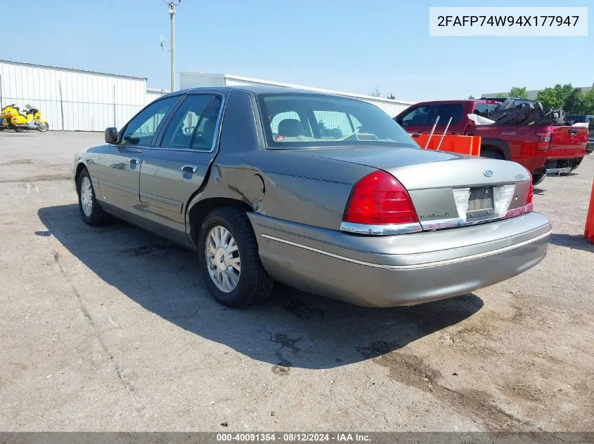 2004 Ford Crown Victoria Lx VIN: 2FAFP74W94X177947 Lot: 40091354