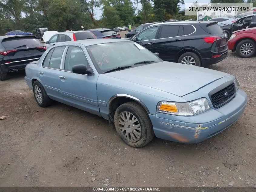 2004 Ford Crown Victoria Lx VIN: 2FAFP74W94X137495 Lot: 40338435