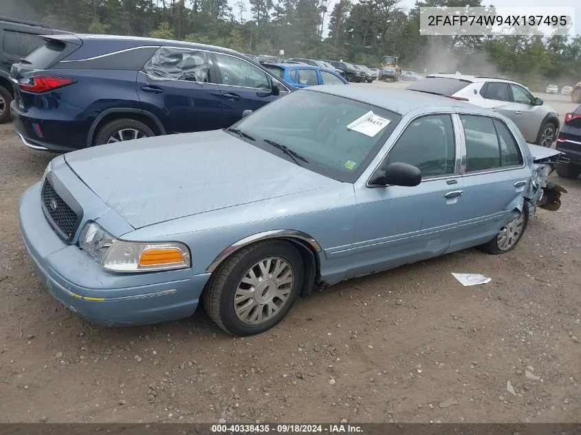 2004 Ford Crown Victoria Lx VIN: 2FAFP74W94X137495 Lot: 40338435