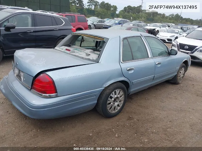 2004 Ford Crown Victoria Lx VIN: 2FAFP74W94X137495 Lot: 40338435