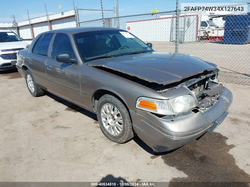 2004 Ford Crown Victoria Lx VIN: 2FAFP74W34X127643 Lot: 40534818