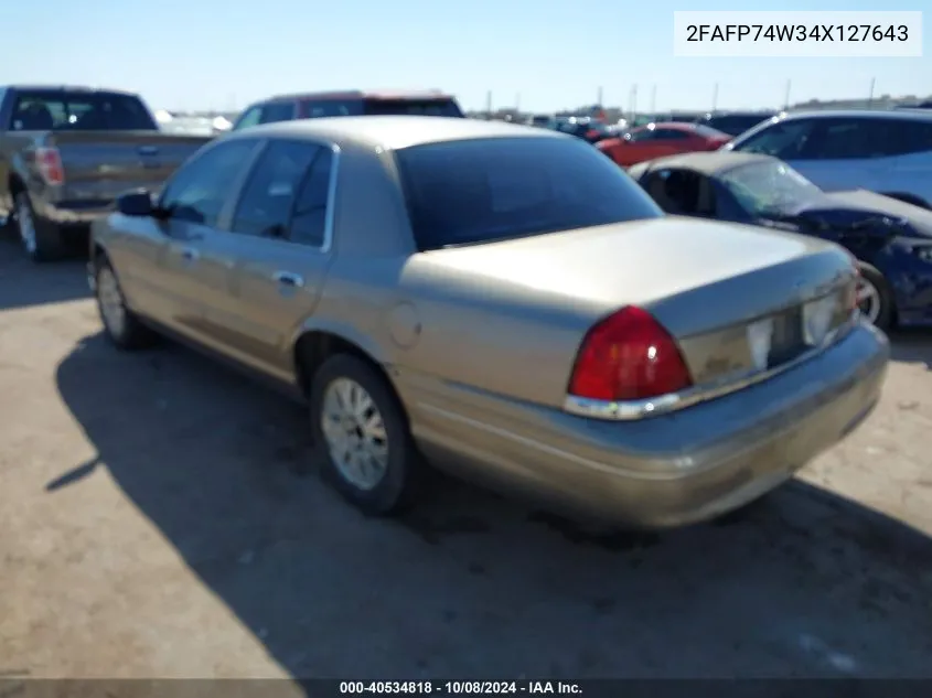 2004 Ford Crown Victoria Lx VIN: 2FAFP74W34X127643 Lot: 40534818