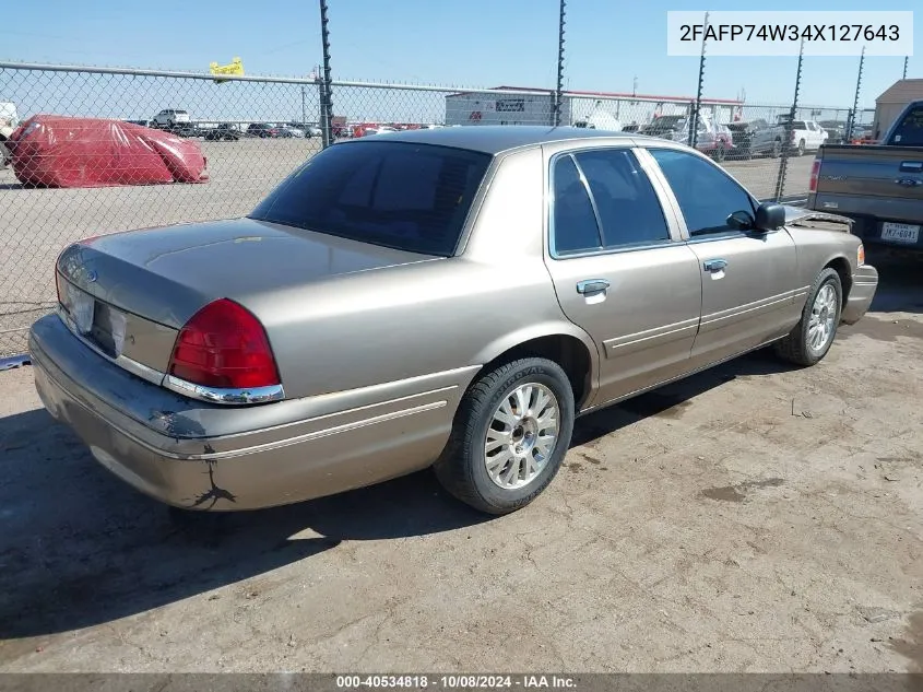 2004 Ford Crown Victoria Lx VIN: 2FAFP74W34X127643 Lot: 40534818