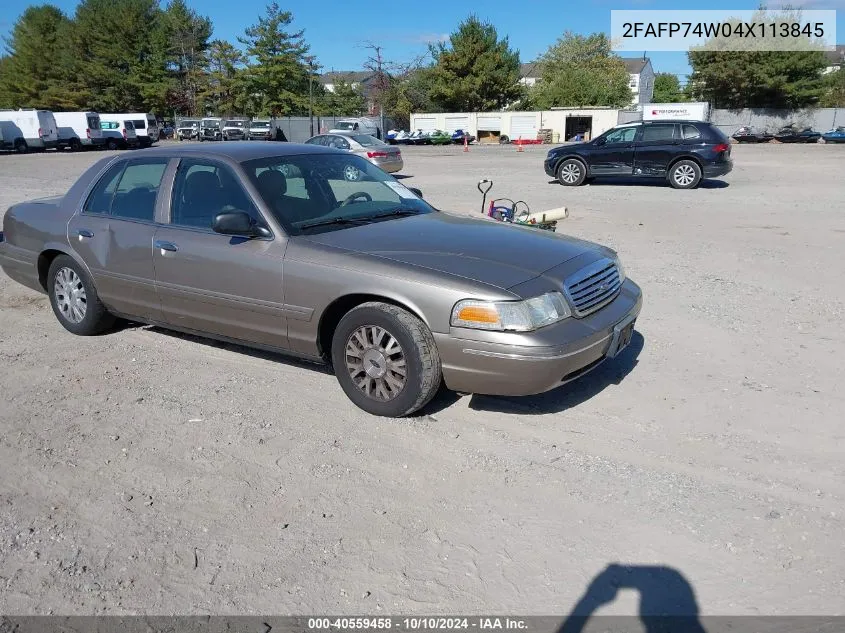 2004 Ford Crown Victoria Lx VIN: 2FAFP74W04X113845 Lot: 40559458