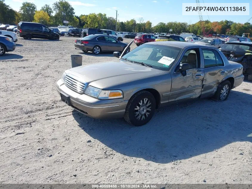 2004 Ford Crown Victoria Lx VIN: 2FAFP74W04X113845 Lot: 40559458