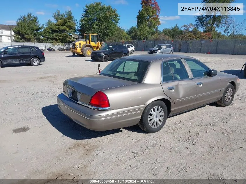 2004 Ford Crown Victoria Lx VIN: 2FAFP74W04X113845 Lot: 40559458