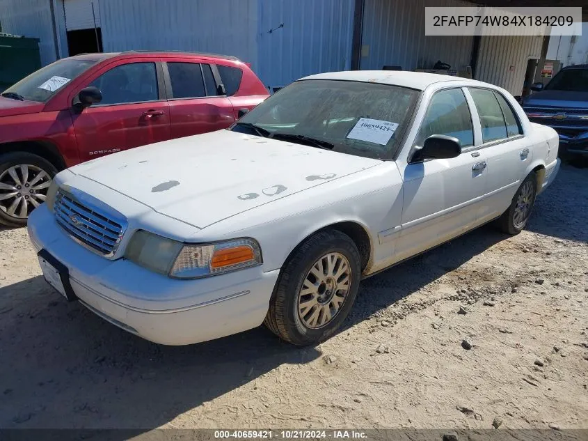 2004 Ford Crown Victoria Lx VIN: 2FAFP74W84X184209 Lot: 40659421