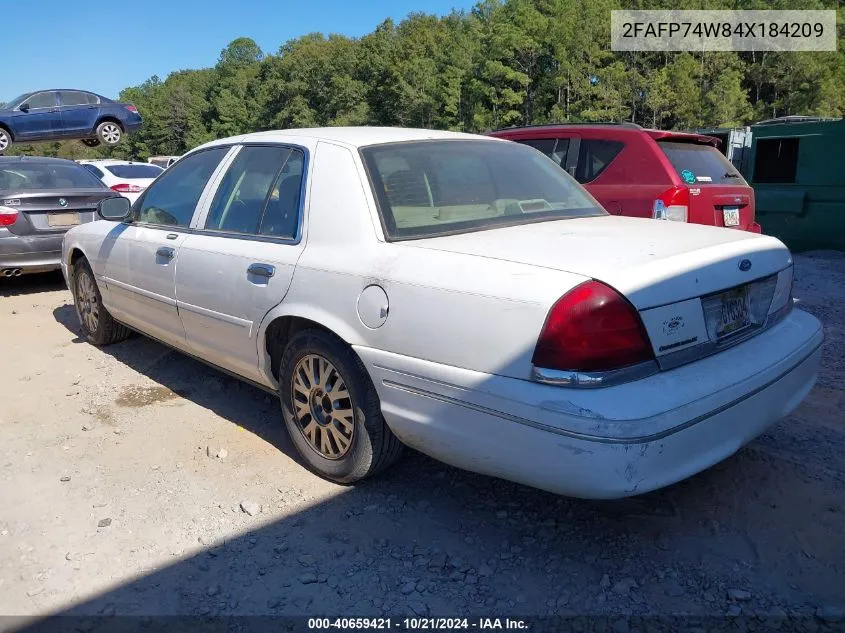 2004 Ford Crown Victoria Lx VIN: 2FAFP74W84X184209 Lot: 40659421