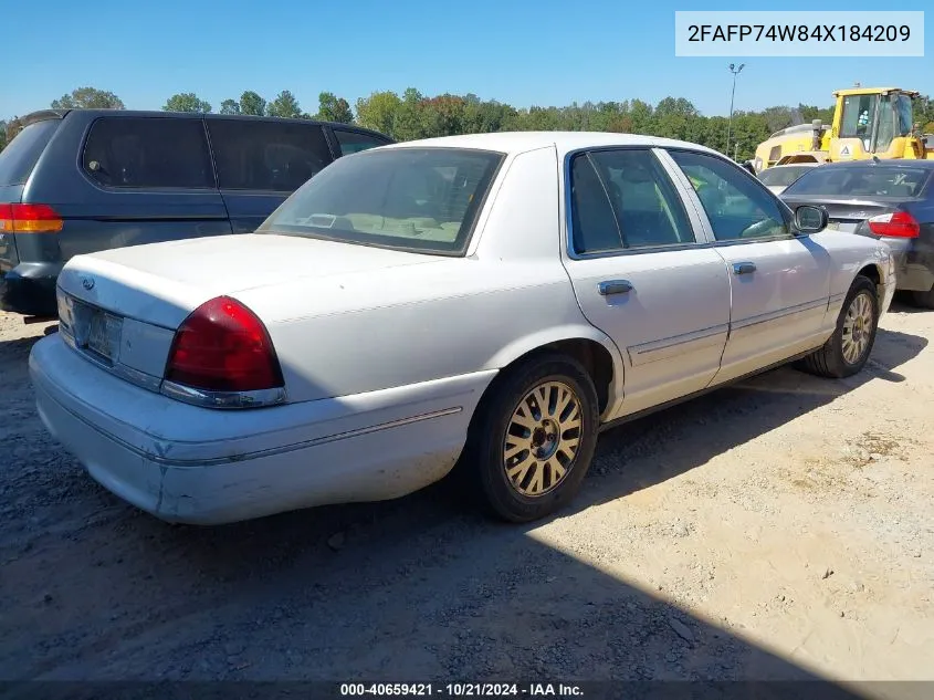 2004 Ford Crown Victoria Lx VIN: 2FAFP74W84X184209 Lot: 40659421