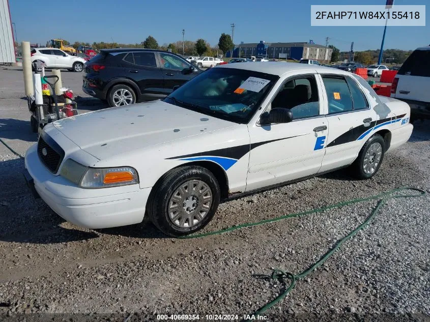 2004 Ford Crown Victoria Police VIN: 2FAHP71W84X155418 Lot: 40669354