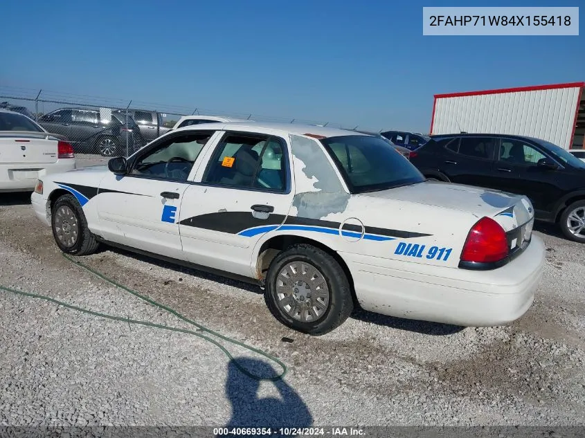 2004 Ford Crown Victoria Police VIN: 2FAHP71W84X155418 Lot: 40669354