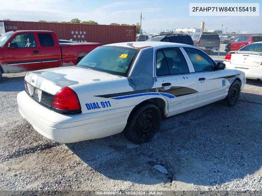 2004 Ford Crown Victoria Police VIN: 2FAHP71W84X155418 Lot: 40669354