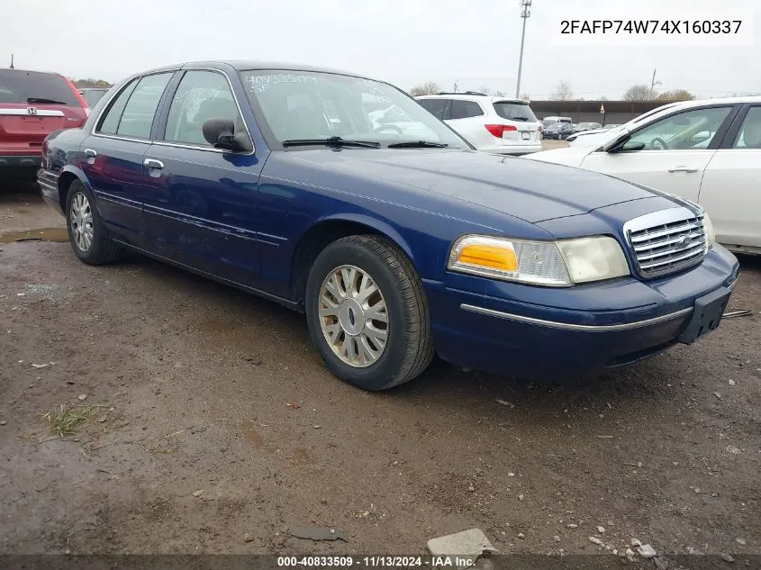 2004 Ford Crown Victoria Lx VIN: 2FAFP74W74X160337 Lot: 40833509