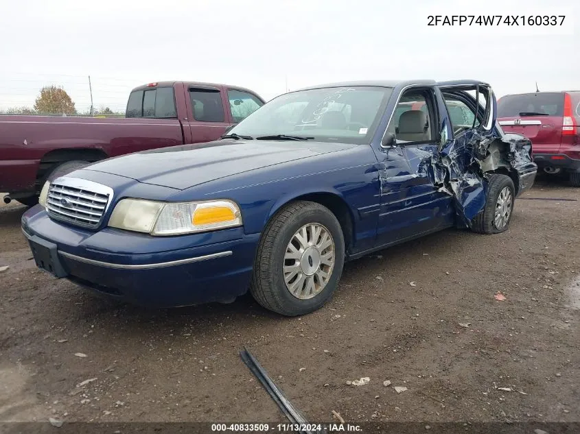 2004 Ford Crown Victoria Lx VIN: 2FAFP74W74X160337 Lot: 40833509