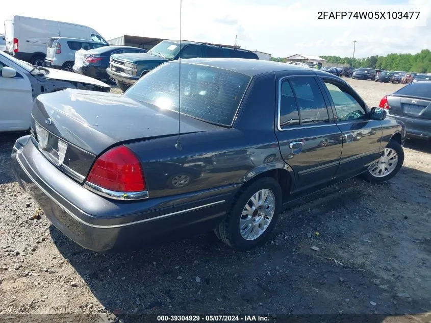 2005 Ford Crown Victoria Lx/Lx Sport VIN: 2FAFP74W05X103477 Lot: 39304929