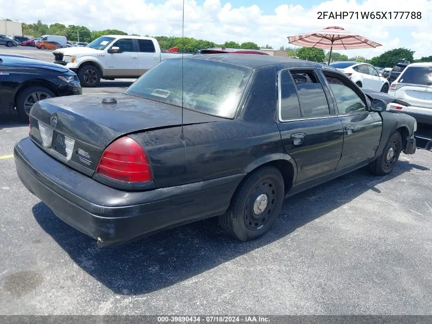 2005 Ford Crown Victoria Police VIN: 2FAHP71W65X177788 Lot: 39890434