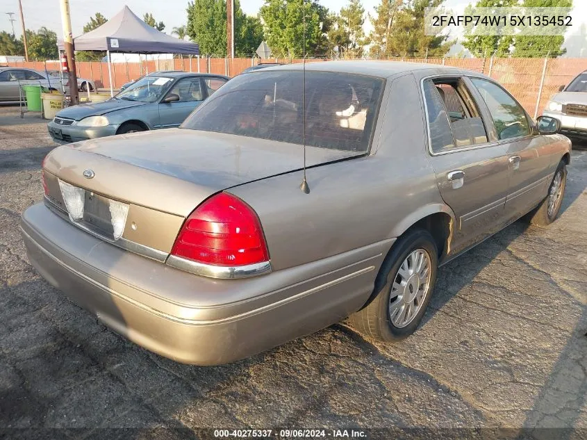 2005 Ford Crown Victoria Lx/Lx Sport VIN: 2FAFP74W15X135452 Lot: 40275337