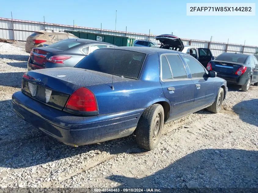 2005 Ford Crown Victoria Police VIN: 2FAFP71W85X144282 Lot: 40348483