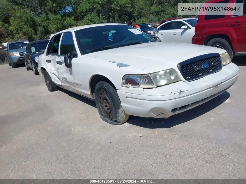 2005 Ford Crown Victoria Police VIN: 2FAFP71W95X148647 Lot: 40420591