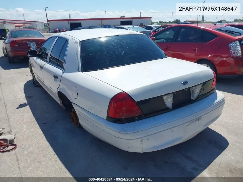 2005 Ford Crown Victoria Police VIN: 2FAFP71W95X148647 Lot: 40420591