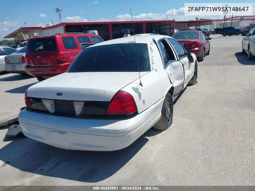 2005 Ford Crown Victoria Police VIN: 2FAFP71W95X148647 Lot: 40420591