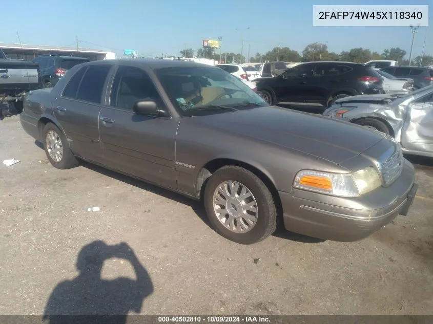 2005 Ford Crown Victoria Lx/Lx Sport VIN: 2FAFP74W45X118340 Lot: 40502810