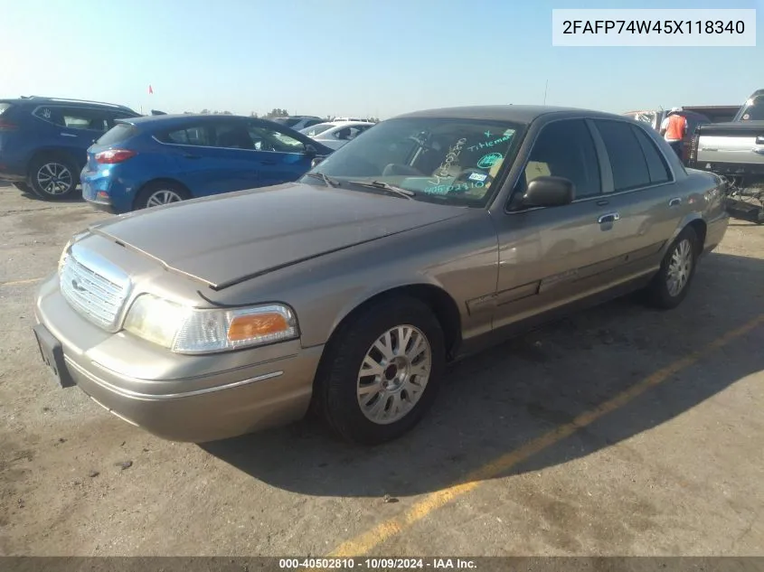 2005 Ford Crown Victoria Lx/Lx Sport VIN: 2FAFP74W45X118340 Lot: 40502810