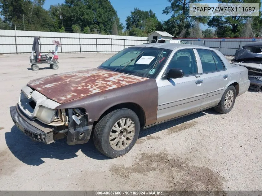 2005 Ford Crown Victoria Lx/Lx Sport VIN: 2FAFP74W75X111687 Lot: 40537600