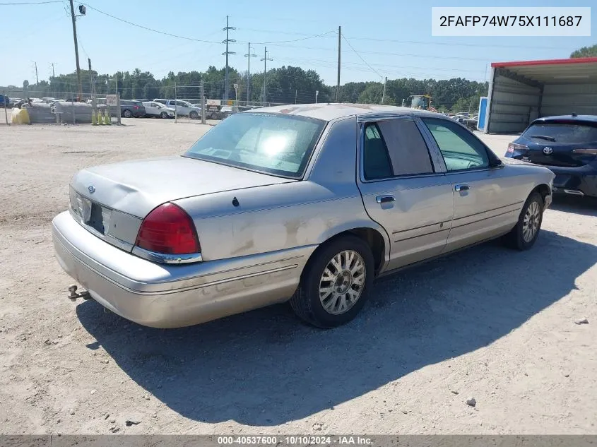 2005 Ford Crown Victoria Lx/Lx Sport VIN: 2FAFP74W75X111687 Lot: 40537600