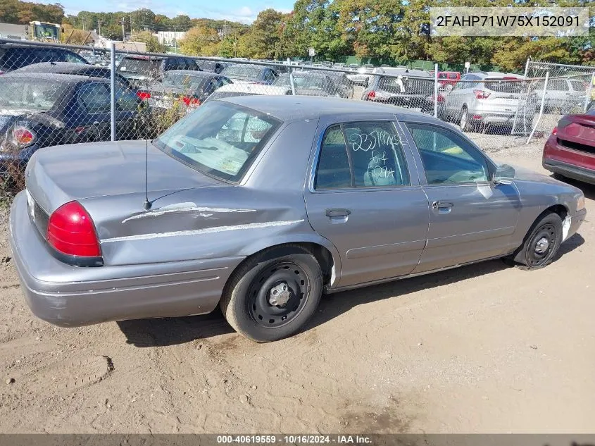 2005 Ford Crown Victoria Police VIN: 2FAHP71W75X152091 Lot: 40619559