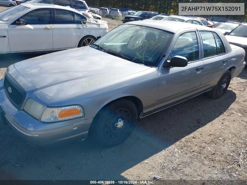 2005 Ford Crown Victoria Police VIN: 2FAHP71W75X152091 Lot: 40619559