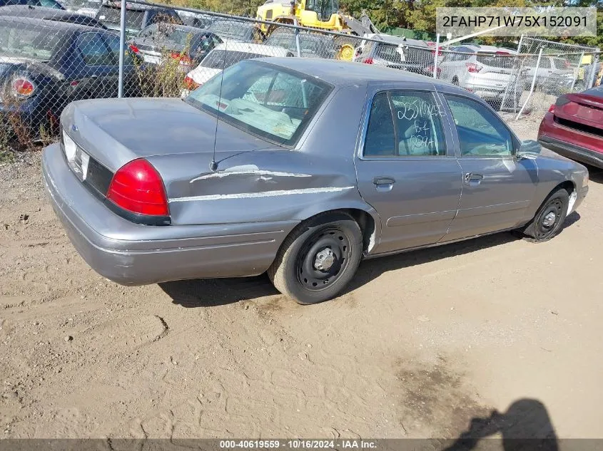 2005 Ford Crown Victoria Police VIN: 2FAHP71W75X152091 Lot: 40619559