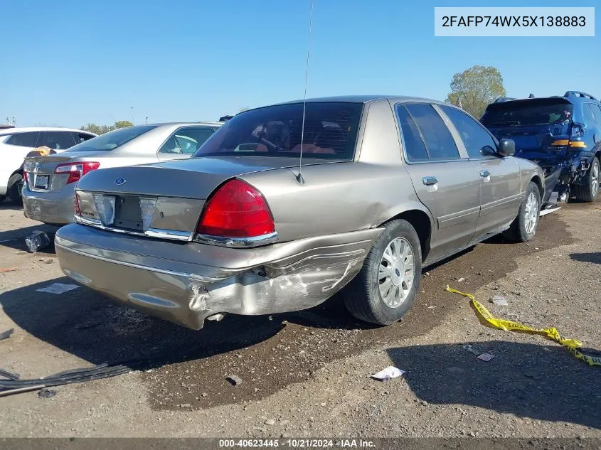 2005 Ford Crown Victoria Lx/Lx Sport VIN: 2FAFP74WX5X138883 Lot: 40623445