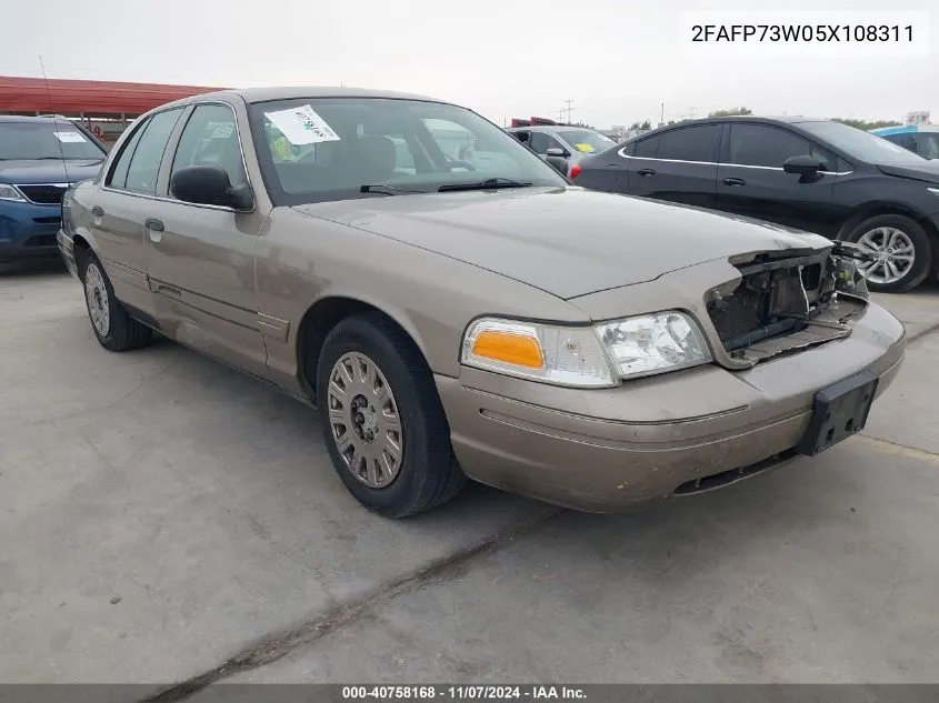 2005 Ford Crown Victoria Standard VIN: 2FAFP73W05X108311 Lot: 40758168