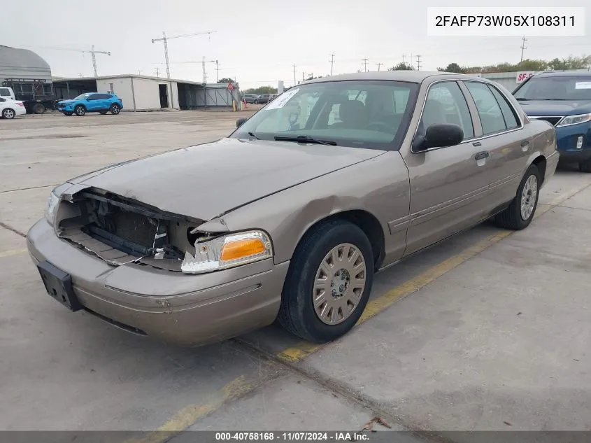 2005 Ford Crown Victoria Standard VIN: 2FAFP73W05X108311 Lot: 40758168