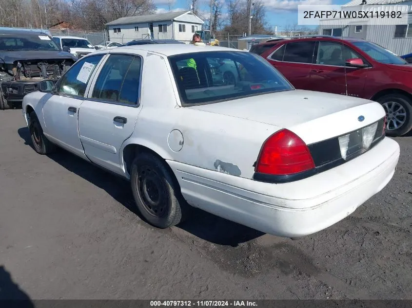 2005 Ford Crown Victoria Police VIN: 2FAFP71W05X119182 Lot: 40797312